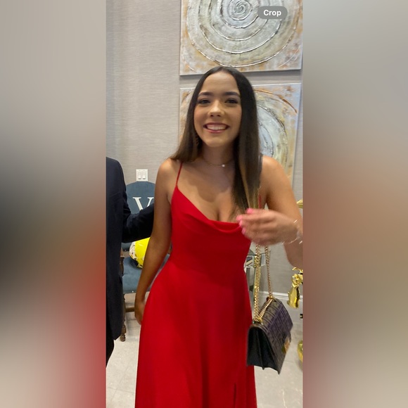 Long Formal Red Dress with leg slit - Picture 8 of 8